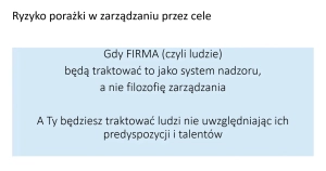 Ryzyko porażki w zarządzaniu przez cele